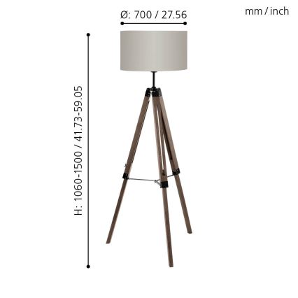 Eglo - Podna lampa 1xE27/60W/230V - FSC sertifikovano