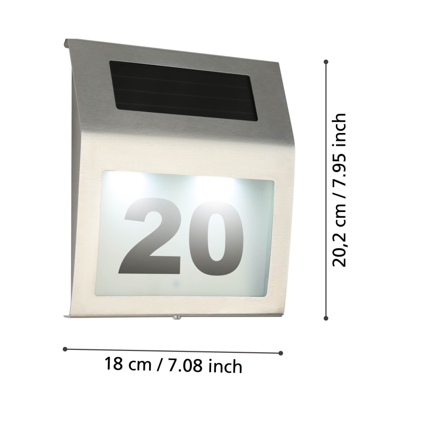 Eglo 48875 - LED Solarni kućni broj LED/1,2W/1,2V IP44 mat krom