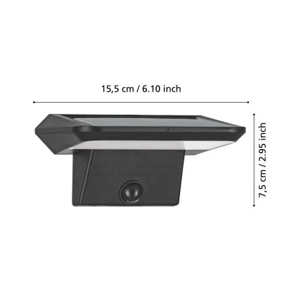 Eglo - LED solarno zidno svetlo sa senzorom LED/20W/3,7V 2000 mAh IP44