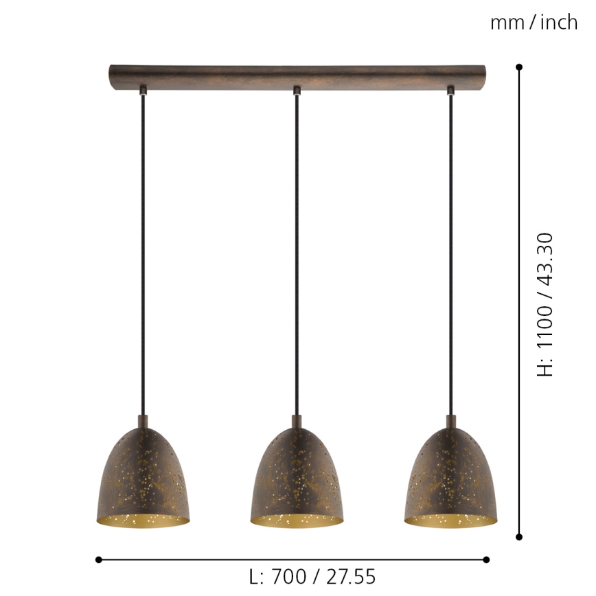 Eglo - Viseća lampa 3xE27/60W