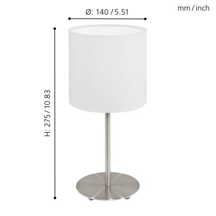 Eglo 54744 - Stona lampa ANADIA 1xE14/40W/230V bela/mat krom