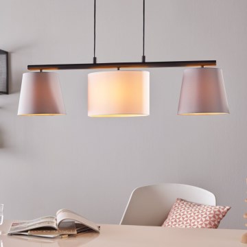 Eglo 55207 - Luster na sajli ALMEIDA 3xE14/25W/230V sivo
