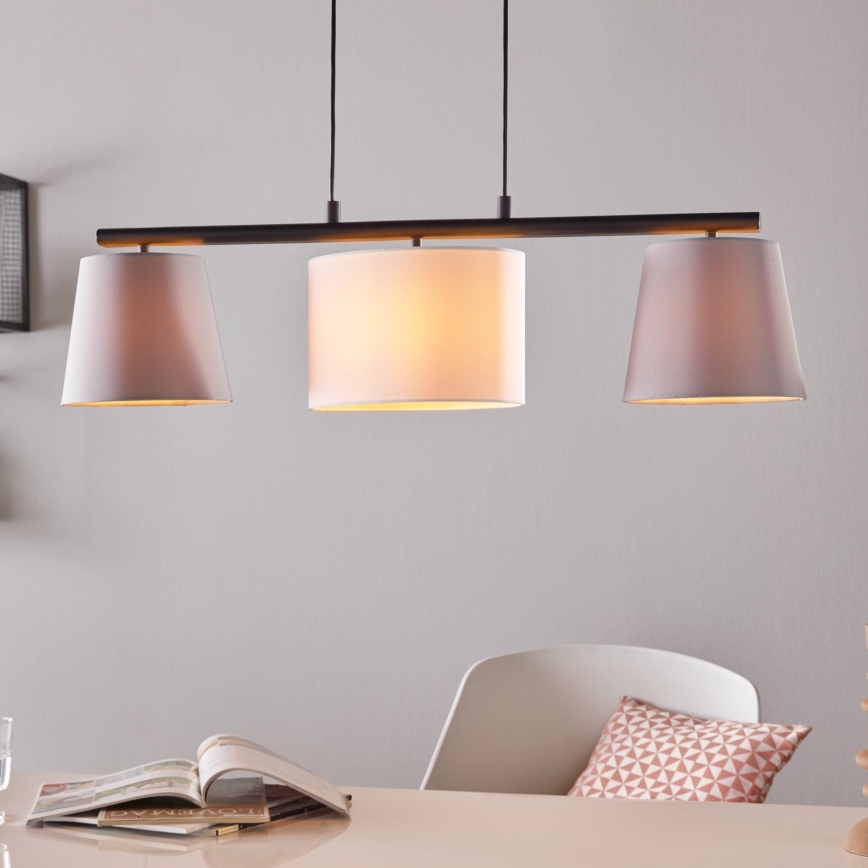 Eglo 55207 - Luster na sajli ALMEIDA 3xE14/25W/230V sivo
