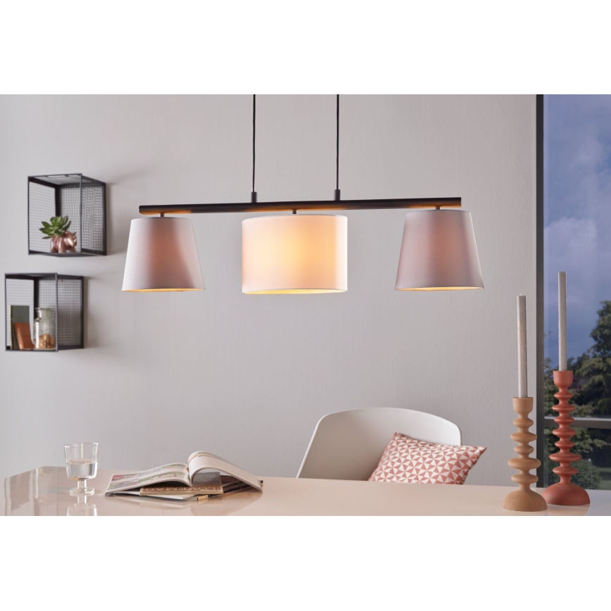 Eglo 55207 - Luster na sajli ALMEIDA 3xE14/25W/230V sivo