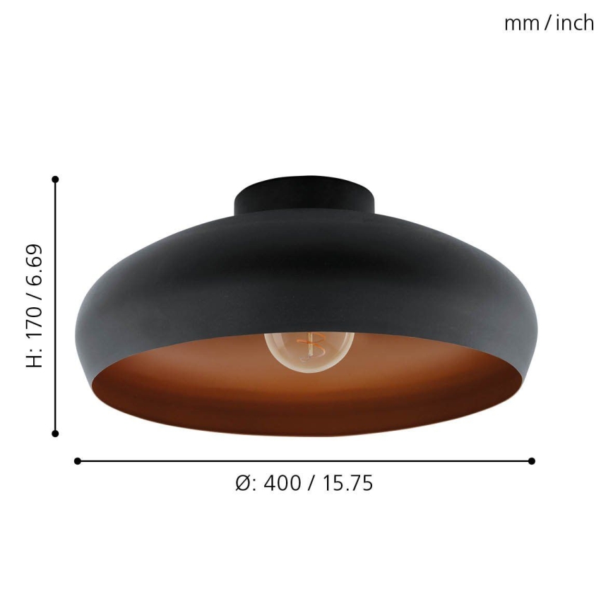 Eglo 55248 - Plafonjera MOGANO 1xE27/60W/230V crno