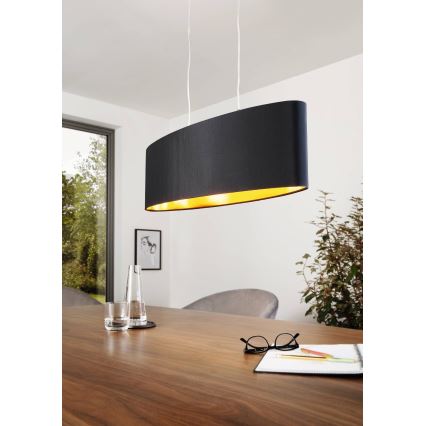 Eglo 55266 - Luster na sajli MASERLO 2xE27/60W/230V crno