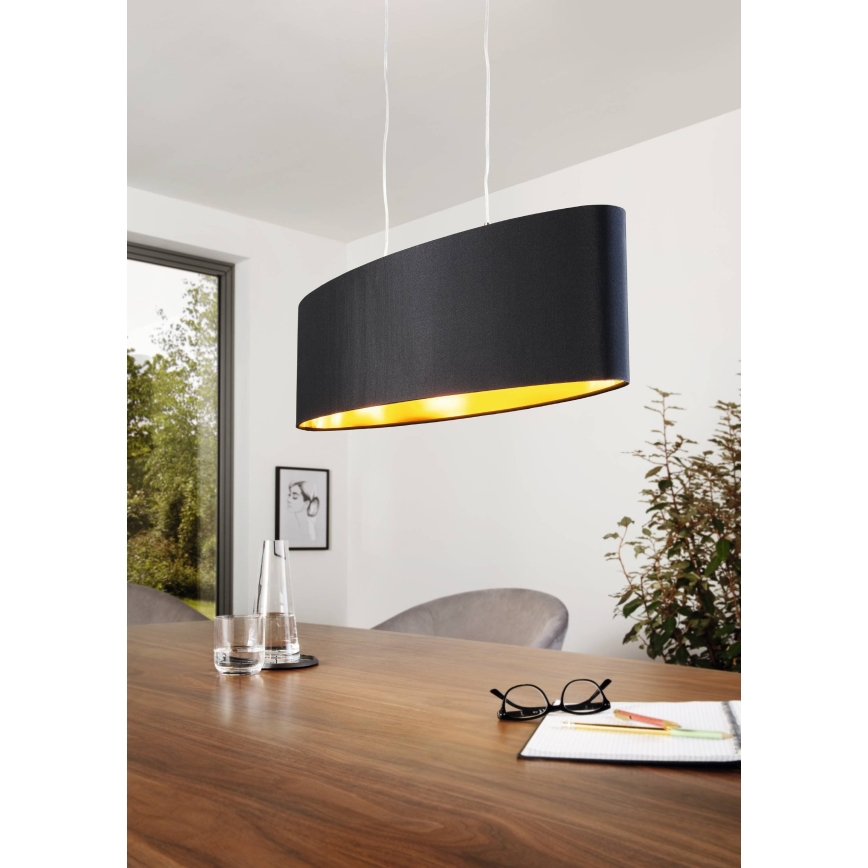 Eglo 55266 - Luster na sajli MASERLO 2xE27/60W/230V crno