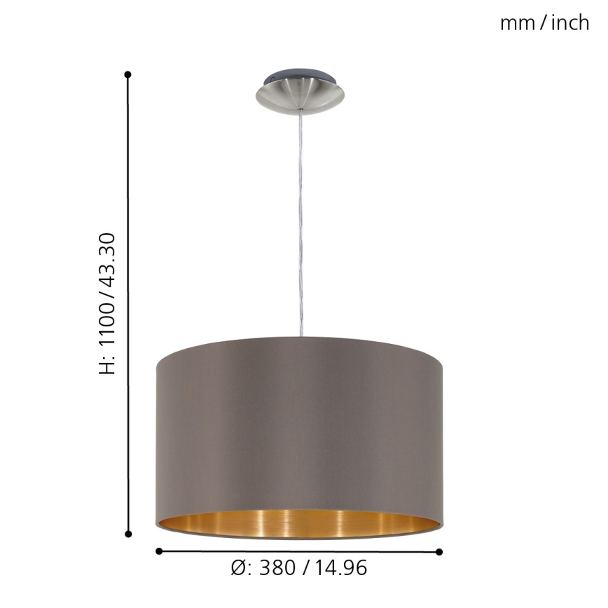 Eglo 55269 - Luster na sajli MASERLO 1xE27/60W/230V braon
