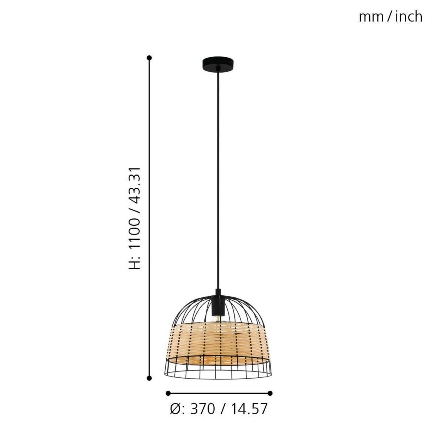 Eglo 55709 - Luster na sajli ANWICK 1xE27/40W/230V ratan