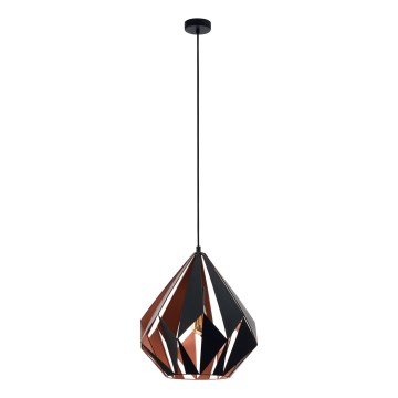 Eglo 62834 - Luster na sajli CARLTON PRO 1xE27/60W/230V pr. 44 cm crno