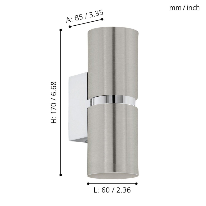 Eglo 64794 - LED Zidna lampa PASSA PRO 2xGU10/3,3W/230V 3000K mat krom
