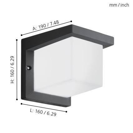 Eglo 65046 - LED Spoljna zidna lampa DESELLA PRO LED/10W/230V IP54 antracit