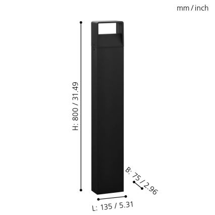 Eglo 65082 - LED Spoljna lampa DONINNI PRO LED/5W/230V 3000K 40 cm IP44 antracit