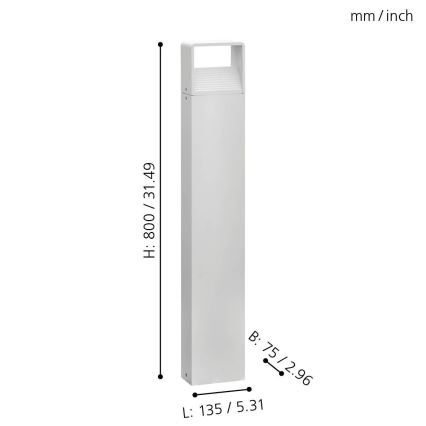 Eglo 65085 - LED Spoljna lampa DONINNI PRO LED/5W/230V 3000K 80 cm IP44 bela