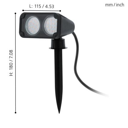 Eglo 75315 - LED Spoljna lampa NEMA 2xGU10/2,8W/230V 3000K IP44