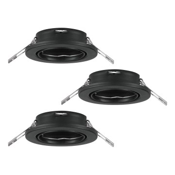 Eglo 75673 - Set 3x ugradbena lampa za kupatilo AGULO 1xGU10/35W/230V IP23 crno