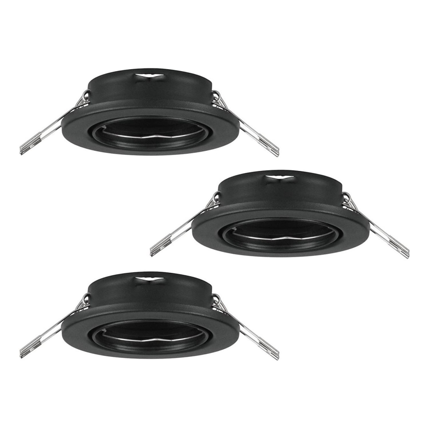 Eglo 75673 - Set 3x ugradbena lampa za kupatilo AGULO 1xGU10/35W/230V IP23 crno