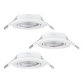Eglo 75674 - Set 3x ugradbena lampa za kupatilo AGULO 1xGU10/35W/230V IP23 bela
