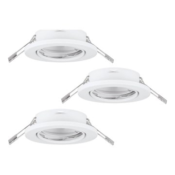 Eglo 75674 - Set 3x ugradbena lampa za kupatilo AGULO 1xGU10/35W/230V IP23 bela