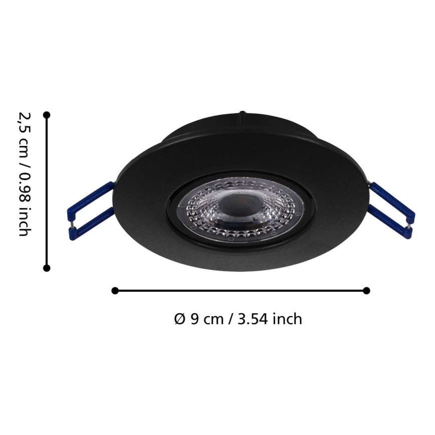 Eglo 75765 - Set 3x LED Ugradbena lampa ZUJAR LED/3,4W/230V crno