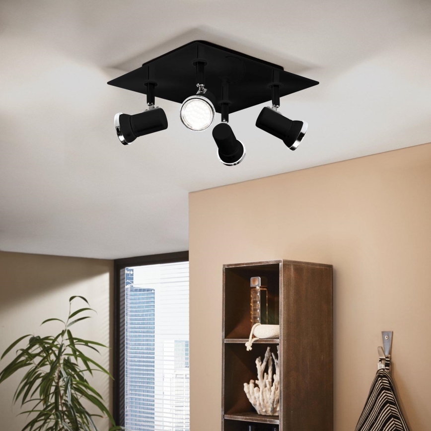 Eglo 780428 - LED Reflektorska lampa za kupatilo BABILONE 4xGU10/3W/230V IP44 crno