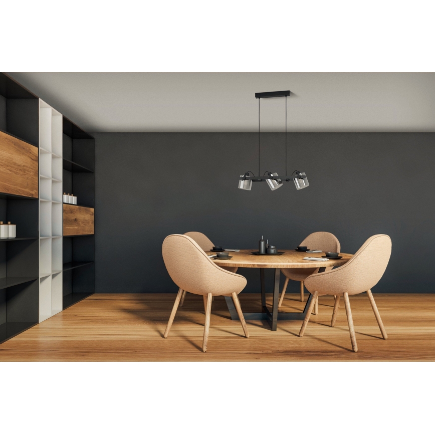 Eglo 780478 - Luster na sajli CALERINO 3xE27/40W/230V crno