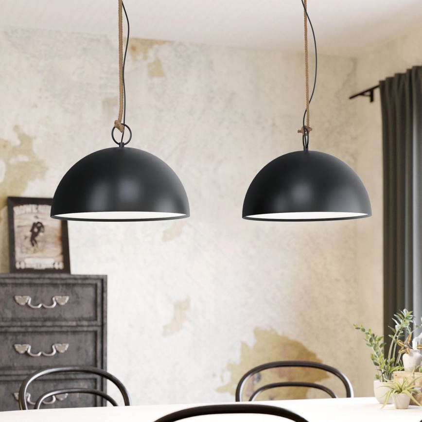 Eglo 78444 - Luster na sajli HODSOLL 2xE27/40W/230V crno/braon