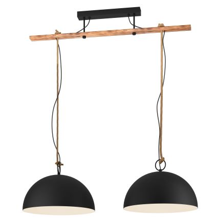 Eglo 78444 - Luster na sajli HODSOLL 2xE27/40W/230V crno/braon