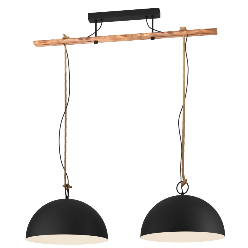 Eglo 78444 - Luster na sajli HODSOLL 2xE27/40W/230V crno/braon