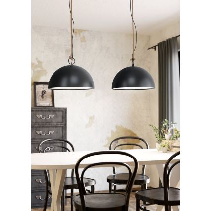 Eglo 78444 - Luster na sajli HODSOLL 2xE27/40W/230V crno/braon