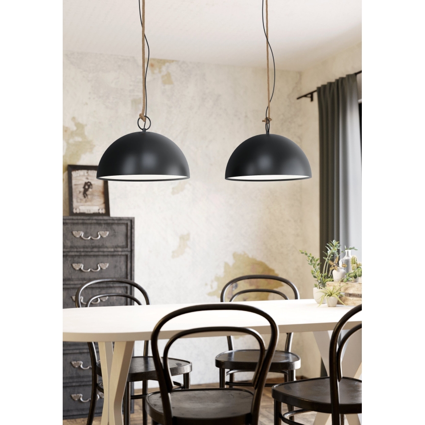 Eglo 78444 - Luster na sajli HODSOLL 2xE27/40W/230V crno/braon