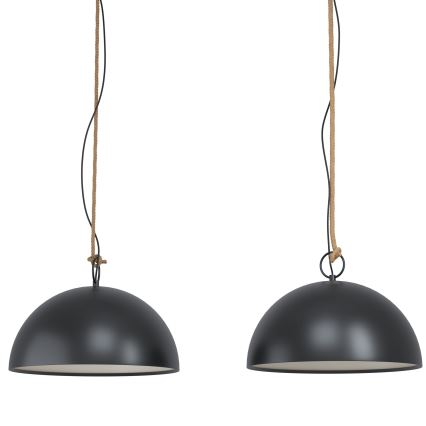 Eglo 78444 - Luster na sajli HODSOLL 2xE27/40W/230V crno/braon