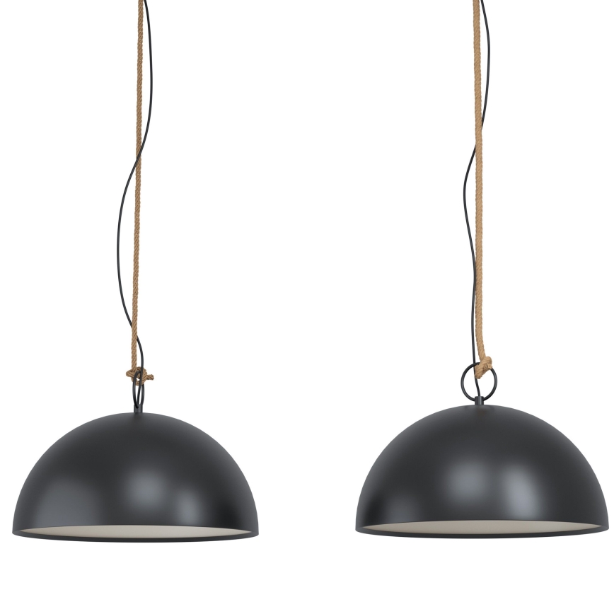 Eglo 78444 - Luster na sajli HODSOLL 2xE27/40W/230V crno/braon