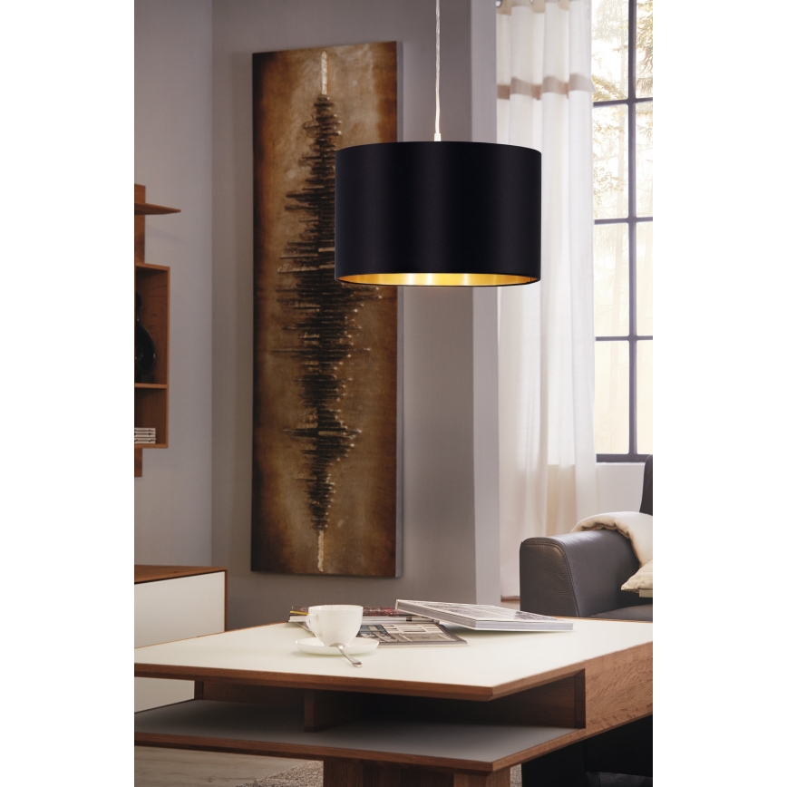 Eglo 78691 - Luster na sajli MASERLO 1xE27/60W/230V pr. 38 cm crno/bakrena