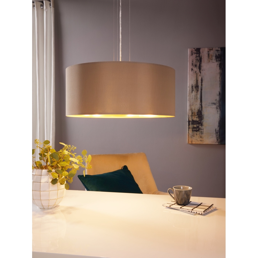 Eglo 78693 - Luster na sajli MASERLO 3xE27/60W/230V pr. 53 cm bež/bakrena
