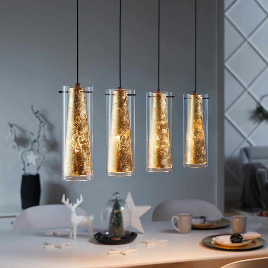 Eglo 79344 - Luster na sajli PINTO GOLD 4xE27/40W/230V zlatna