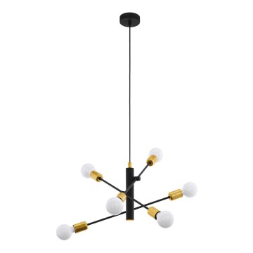 Eglo 79453 - Luster na sajli SAN ROBERTO 6xE27/60W/230V crno/zlatna