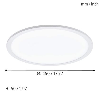 Eglo 79469 - LED Prigušiva plafonjera POZZALLO LED/21W/230V 2700-6500K bela + Daljinski upravljač