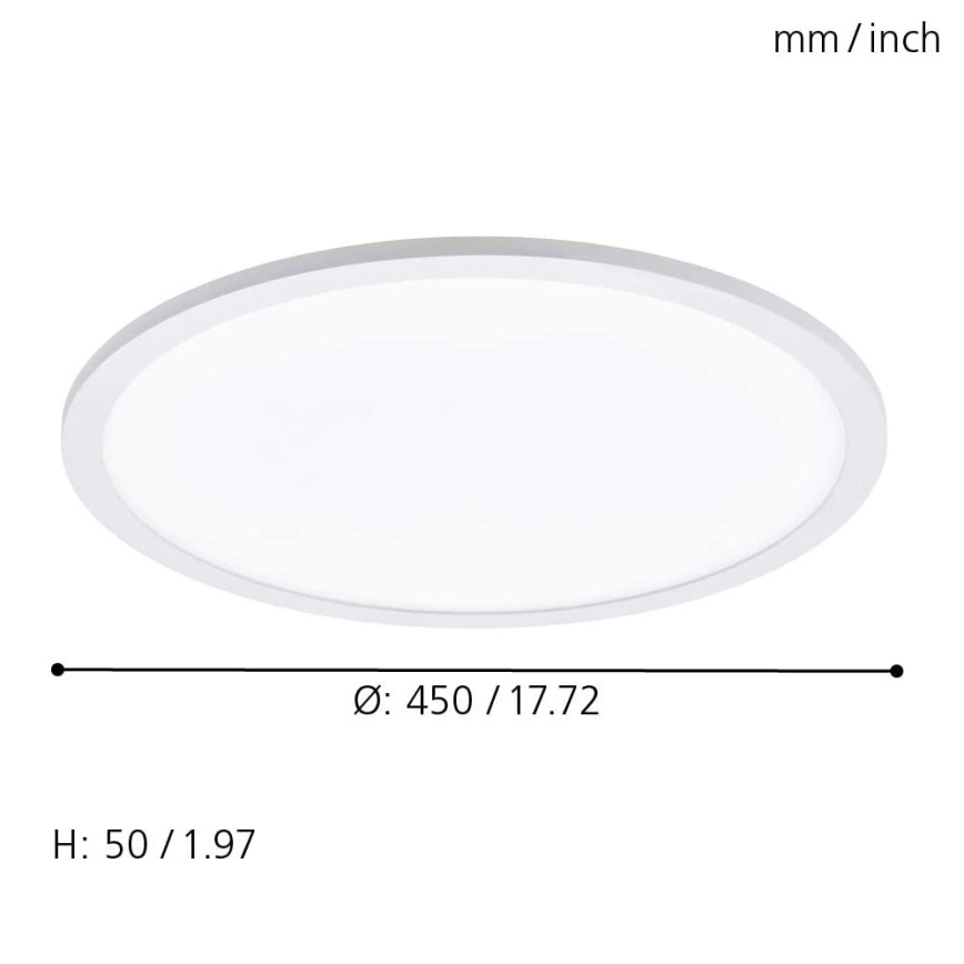 Eglo 79469 - LED Prigušiva plafonjera POZZALLO LED/21W/230V 2700-6500K bela + Daljinski upravljač