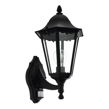 Eglo 79556 - Spoljašnja zidna lampa sa senzorom SANTA LUCIA 1xE27/60W/230V IP44 crno