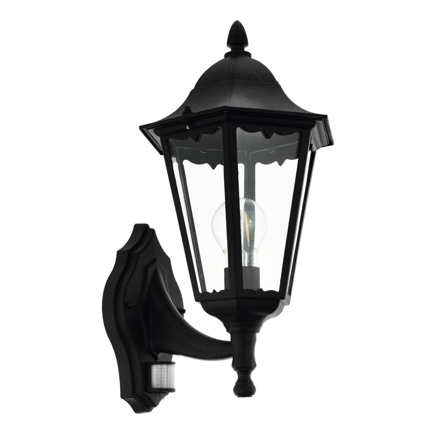 Eglo 79556 - Spoljašnja zidna lampa sa senzorom SANTA LUCIA 1xE27/60W/230V IP44 crno