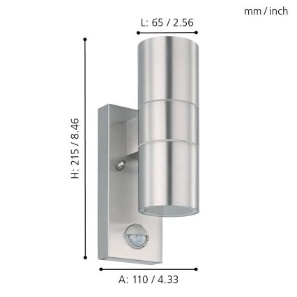 Eglo 79594- LED Zidno spoljašnje osvetljenje sa senzorom ARAPONGAS 2xGU10/2,8W/230V IP44 krom