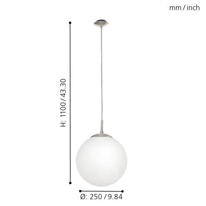 EGLO - Luster na sajli 1xE27/60W/230V pr. 25 cm bela