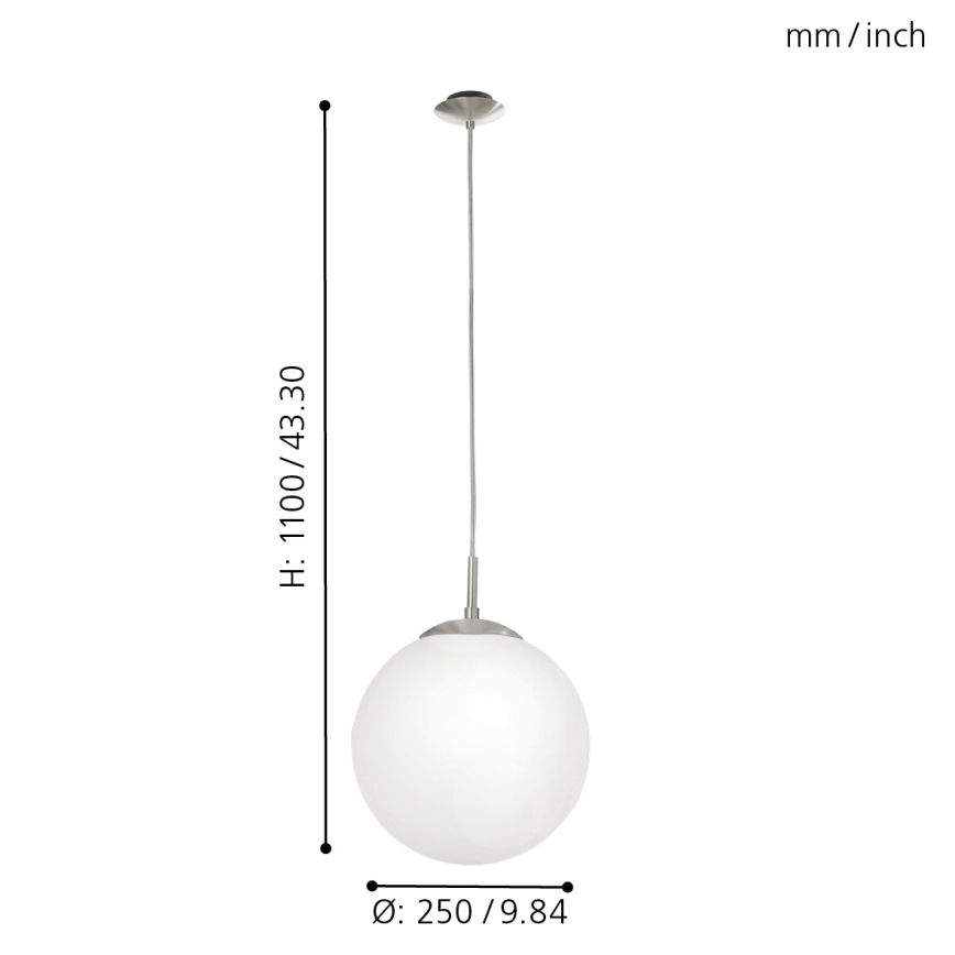 EGLO - Luster na sajli 1xE27/60W/230V pr. 25 cm bela