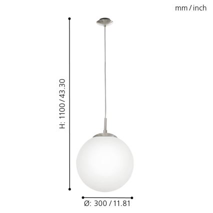 EGLO - Luster na sajli 1xE27/60W/230V pr. 30 cm bela