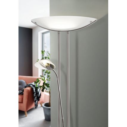 EGLO - Prigušiva podna lampa BAYA 1xR7s/230W+1xG9/33W mat krom