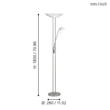 EGLO - Prigušiva podna lampa BAYA 1xR7s/230W+1xG9/33W mat krom
