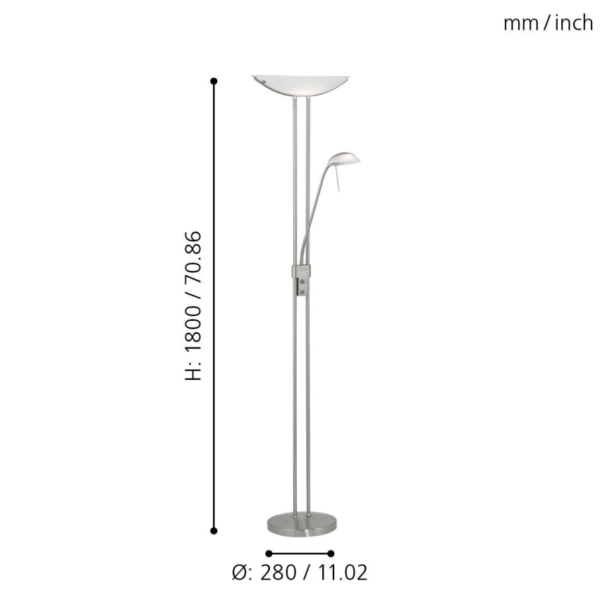 EGLO - Prigušiva podna lampa BAYA 1xR7s/230W+1xG9/33W mat krom