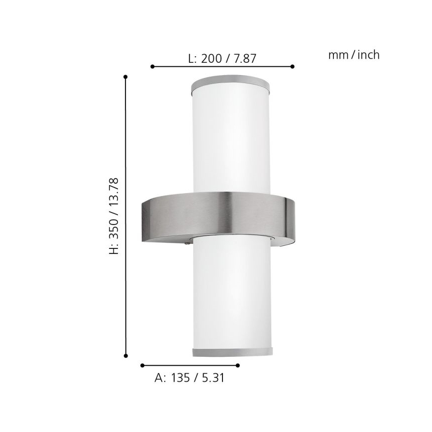 EGLO - Spoljašnje zidno svetlo 2xE27/60W srebrno / belo IP44