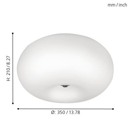 EGLO - Plafonjera OPTICA 2xE27/60W/230V opalno staklo pr. 35 cm